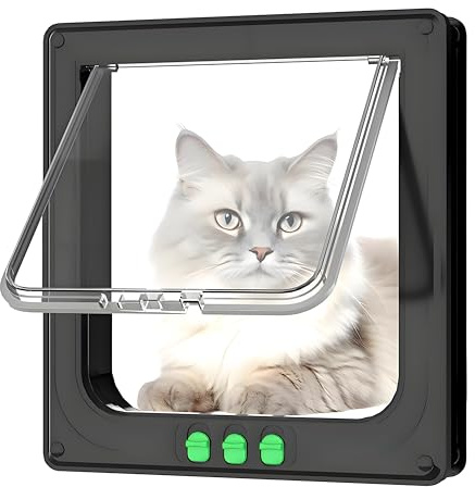AGSYFFD Katzenklappe, Haustiertür, Zwei-Wege-Eingang und Ausgang Sicherheit Katzentür,Mit 3 Schlössern Katzentür, Haustiertür Panel