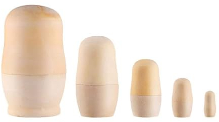 SinChic Poupee Russe,5 PCS Poupées Gigognes en Bois Poupées Russes Non Peintes Magnifiques Poupées Russes en Bois Faites à la Main