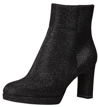 Tamaris Bota Con Tacón para Mujer, Textil, Negro Purpurina, 41 EU