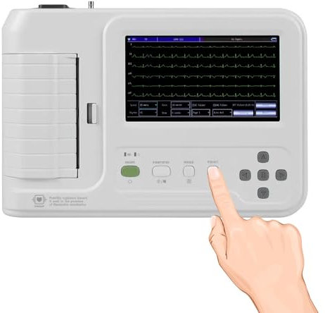 Portable 12 Leads 7 LCD Touch Screen Digital Equipment Digital 6-channel Electrocardiograph ECG Machine EKG Machine with Software