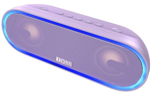 DOSS SoundBox Pro+ P300 Bluetooth Speaker, 40W Stereo Sound, Extra Bass,20H Playtime,IPX6 Waterproof, Beat-driven Lights for Party, Christmas & White Elephant Gifts for Men, Women,Teens - Purple