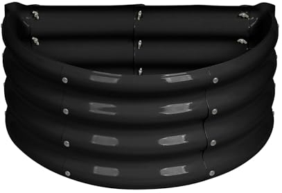 Harbour Housewares 1x Halbkreisförmig Hochbeet aus Verzinktem Stahl - 60cm x 30cm - Anthrazit - Groß Draussen Gemüse Wachsen Pflanzer Trog