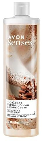 Avon Senses Shower Cream, Indulgent Whipped Cocoa, Buttermilk & Cocoa Scent, 500 ml