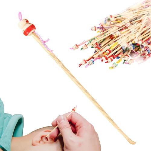Selección de oreja de madera, selección de cera para oídos de madera - 100 Uds lindo muñeco orejeras,Herramienta para quitar cerumen, lindo palillo para orejas de muñeca, herramientas de limpieza de