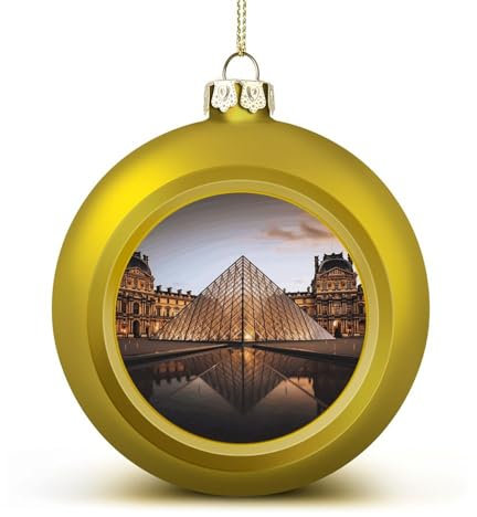 Weihnachtskugel-Ornamente, Louvre-Museum in Paris, bedruckte Weihnachtskugeln, hängende Weihnachtskugeln, Halloween-Deko-Kugeln