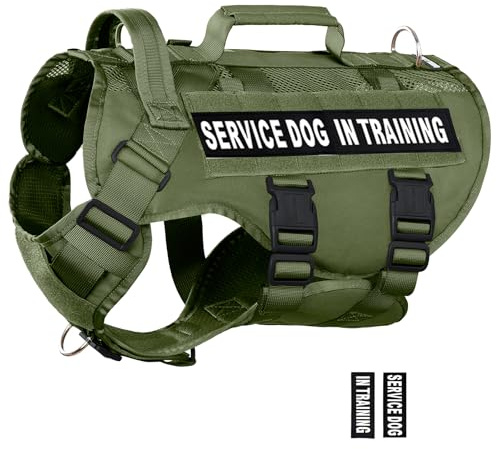 DNALLRINO Taktisches Hundegeschirr für mittelgroße und große Hunde, kein | Air-Mesh-Servicehund in Trainingsweste mit abnehmbaren Patches, Hundeweste mit Doppelgriffen für Training, Wandern
