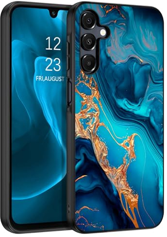BENTOBEN für Samsung A16 5G Hülle, Handyhülle Samsung Galaxy A16 5G Case Slim dünn Fluoreszenz Gold Blau Muster PC Schale mit TPU Bumper Kratzfest Schutzhülle Hülle für Samsung Galaxy A16 5G