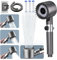ButterFox High Pressure Shower Heads with 1.5m Hose & Stand, 4 Mode Filter Shower Heads with Pause Switch, Handheld Massage Powerful Handheld Shower for UK Hard Water, Chlorine Remove, Grey