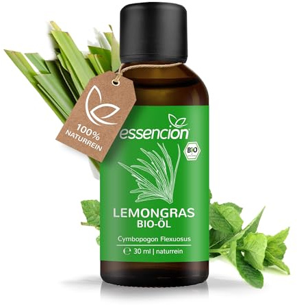 essencion BIO Lemongras Öl 30ml | Ätherisches Zitronengras Öl | 100% Natürlich geeignet als Duftöl für Diffuser - Aromaöl - zum Verzehr| Lemongrass Oil