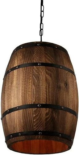 LED Modern Chandelier Lamp, Pendant Lights Ceiling Hanging Lighting Fixture American Country Loft Wood Wine Barrel Pendant Light Suspension Light Compatible with Bar Cafe Living Dining Restaurant,M ,k
