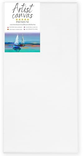 GP TONER Toile à Peindre Blanc Toiles Fournitures Artiste Peinture Différentes Tailles Lattes de Bois 40x80 cm Adaptées pour Acryliques, Huile, Aquarelle, Enfants, Débutants