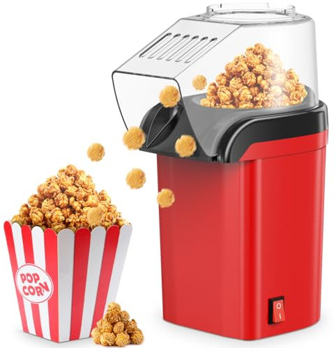 1200W Palomitero,Popcorn Machine de Aire Caliente,Máquina de Palomitas de Maíz,Palomitas de Maíz listas en 3 minutos,Preparación sin Aceite,para Noches de Fútbol y Fiestas de Navidad