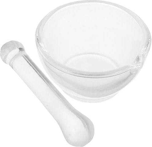 Mortero de Vidrio para Moler Pastillas y Medicina 1 Juego | Tazón de Molienda, Mortero Doméstico, Tazón para Moler Medicamentos, Uso en Farmacia y Laboratorio