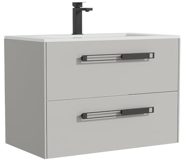 Vente-unique - Einzelwaschtisch Felna -L 79.4cm x B 45.5cm x H 55cm- MDF - grau