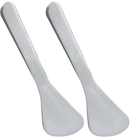 Homoyoyo Spatules en Acier Inoxydable 2 Pièces pour Soin du Visage et Contour des Yeux, Compactes et Portables, Outils de Massage pour Application Précise de Crème