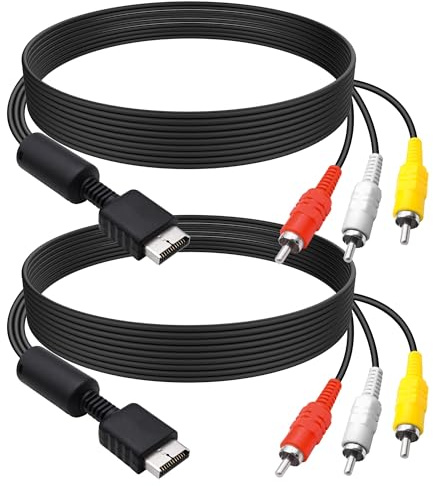 YARCHONN Cavo AV PS2 AV a RCA composito audio video adattatore compatibile con console di gioco PS2 PS1 PS3 HDTV Monitor – 1,8 m – 2 pezzi
