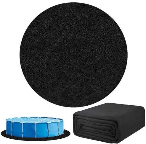 YOFHPT Pool Unterlage Rund, 200g/m² 460cm Pool Unterlage Outdoor | Poolmatten Schutzboden, Faltbarer Wasserabsorbierende Pool Matten Untergrund, Bodenschutzmatte Pool(Schwarz)
