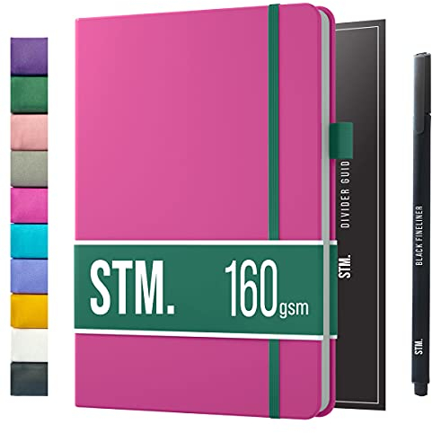 Notizbuch A5 Dotted Bullet Journal Buch und Stift - Gepunktet - Scribbles That Matter Notebook A5 - Auslaufsicheres 160g dickes papier, 150 Seiten, Hardcover Bujo, Hardcover Dot Grid note book