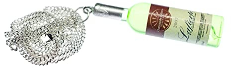 Miniblings weißwein Kette Halskette Trinken Flasche 60cm Kunststoff Wein grün - Handmade Modeschmuck - Gliederkette versilbert