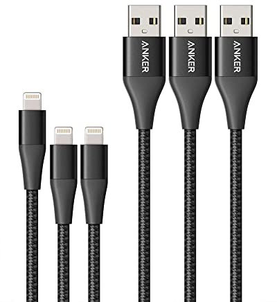 Anker Powerline+ II Lightning Cable 3-Pack (3 ft, 3 ft, 6 ft), MFi Certified for Flawless Compatibility with iPhone 11/11 Pro / 11 Pro Max/Xs/XS Max/XR/X / 8/8 Plus and More (Black)