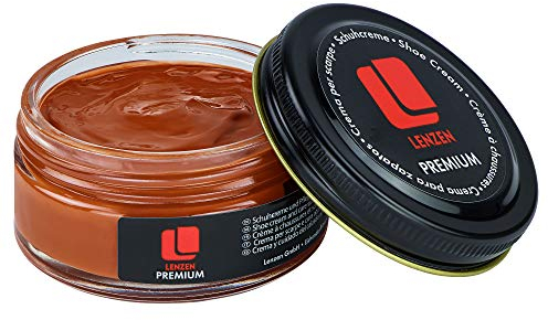 Lenzen Premium Cirage à Chaussures I Crème Nourrissante pour Cuir Lisse et Grainé (Orange Clair)