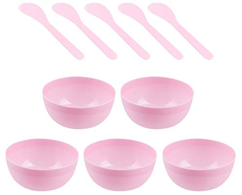 Milisten 10pcs Slime Making Tools Mixing Bowl Set with 10pcs Spoons for Glue Slime Mixing female mask mixing(Pink)