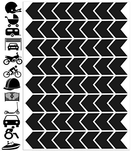 Biomar Labs - Reflektoren Fahrrad - Reflektierende Aufkleber Reflexfolie Schwarz Stickers Set (56 Stück) - für Fahrrad Roller - Reflektoren Kinder Kinderwagen - Selbstklebende folie Schwarz D 50