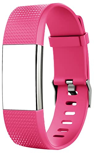 CoolGadget Armband für Fitbit Charge 2 Fitnessband Silikon Sport Pink | Ersatzarmband weich und atmungsaktiv, verstellbar, wasserfest, für Damen und Herren