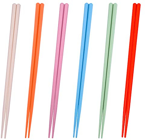 Huture 6 Pairs Alloy Chopsticks 9.5 Reusable Chinese Style Chopsticks Non Slip Korean Japanese Style Easy Grip Noodles Ramen Hot Pot Sushi Chopsticks Dishwasher Safe Household Restaurant, 6 Color