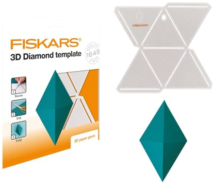 Fiskars 3D Papier-Juwel, Diamant-Schablone, Zur Erstellung von 3D-Formen, Kunststoff, Weiß, 1059567