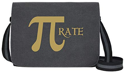 Pirate - Umhängetasche Messenger Bag für Geeks und Nerds mit 5 Fächern - 15.6 Zoll, Schwarz Anthrazit