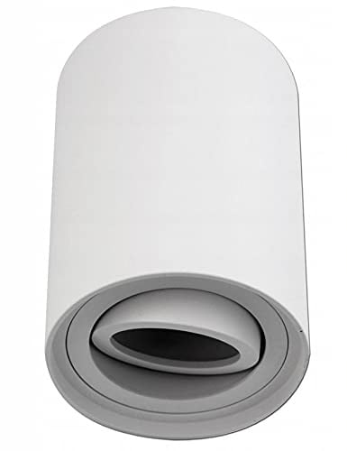 LED Aufbauspot, LED Deckenaufbauleuchte, Aluminium Deckenleuchte Weiss Rund Ø85mm x 115mm (WEISS SLIM)