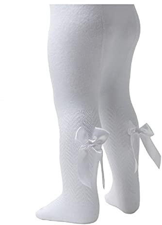 Soft Touch Collants pour bébé fille avec nœuds style espagnol Coton majoritaire, Chevron blanc., 6 mois