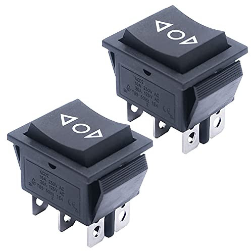 Taiss interrupteur à bascule momentané 3 positions 6 broches DPDT bouton marche/arrêt/marche interrupteur à bascule AC 250V/10A 125V/15A noir kcd2-223-M-JT
