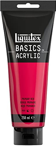 Liquitex 88700236 Basics - Peinture acrylique, peinture artistique monopigmentée, résistante à la lumière, qualité archive, finition satinée, tube de 250 ml - Rouge Primaire