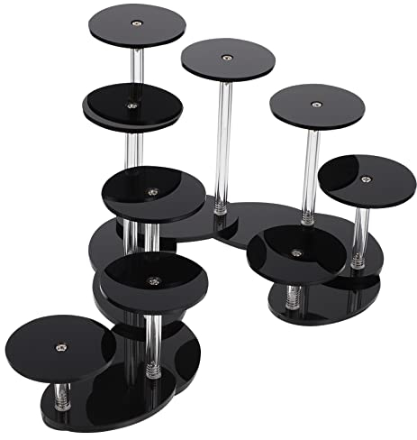 Cabilock Runde Acryl Display Riser Stand: 9 Tier Schmuck Display Steht Schmuck Türme Klar Runde Acryl Schmuck Uhr Display Steht für Ringe Ohrringe Mini Figuren