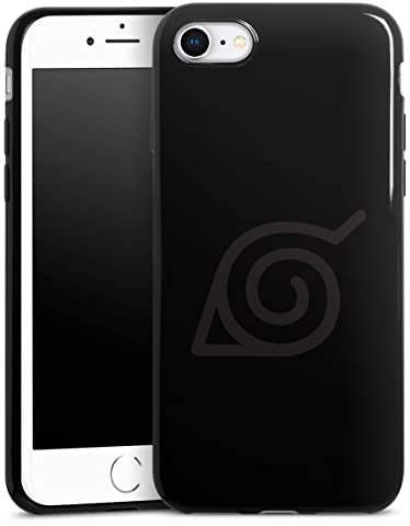 DeinDesign Slim Case extra dünn kompatibel mit Apple iPhone 8 Silikon Handyhülle schwarz Hülle Naruto Shippuden Konoha Motiv ohne Hintergrund