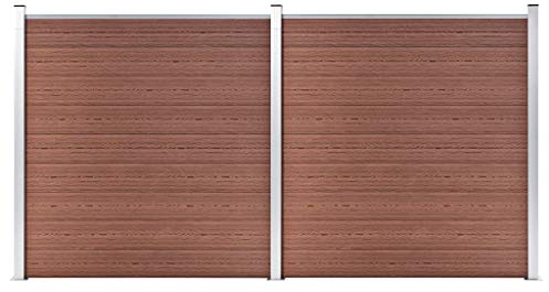 Catherinol Gartenzaun, Doppelstabmattenzaun Komplett, Sichtschutz Doppelstabmattenzaun, Dekorative Zã¤UNE, Stabmattenzaun Sichtschutzstreifen, WPC 353×186 cm Braun