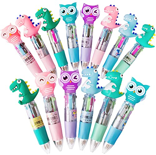 Gudotra 14 pezzi Penne Gadget Compleanno Bambini Regalini Fine Festa Compleanno Penne Gel Colorate Gufo Dinosauro (Multicolore5)