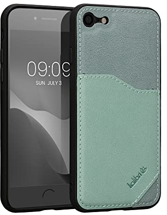 kalibri Custodia Rigida Compatibile con Apple iPhone SE (2022) / iPhone SE (2020) / iPhone 8 / iPhone 7 - Cover Rivestimento Pelle PU con Slot Porta Carte - Hard Case Simil Pelle con Portacarte