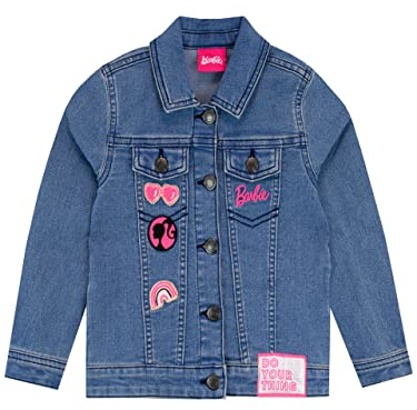 Barbie Ragazze Ricamato Giacca in Denim Capispalla Bambina Blu 6-7 Anni