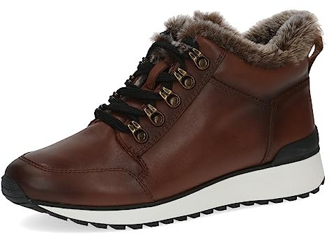 CAPRICE Damen Sneaker hoch mit Fütterung aus Leder mit Schnürsenkeln, Braun (Cognac Nappa), 40 EU