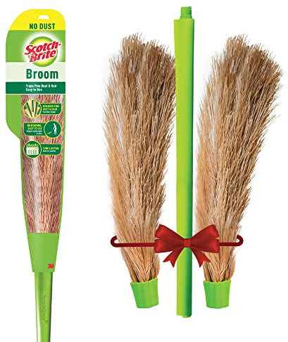 Scotch-Brite Combo | No-Dust Broom, Long Handle, Easy Floor Cleaning (Multi-Use) | 1 Additional Refill Head