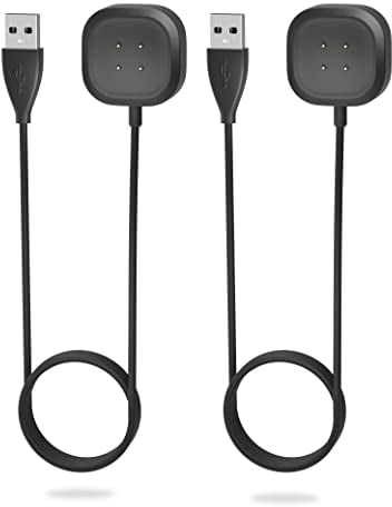 Sinoacc Ladekabel Kompatibel mit Fitbit Versa 4/Sense 2 Smartwatch Ladegerät - 2Pack Magnetisches USB Kabel 100Cm/3.3Ft Smartwatch Zubehör