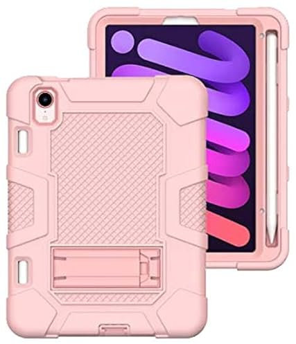Custodia per iPad mini6 2021 con supporto, resistente agli urti, rigida ibrida a tre strati, softshell, Apple Tablet, in silicone (oro rosa)