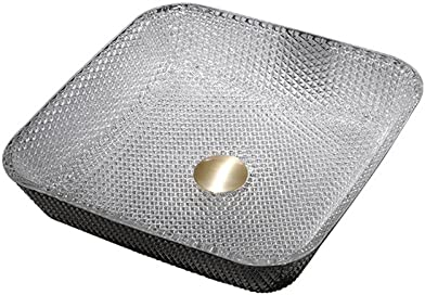 Ksunun Waschtisch Aus Klarem Glas, Waschbecken Glas, Aufsatzwaschbecken Silber Weiss, Quadrat Hand Waschschale, Kleines Mini Handwaschbecken, Bad KüChe GäSte Wc, Waschbecken Bad Modern, 39x11 cm