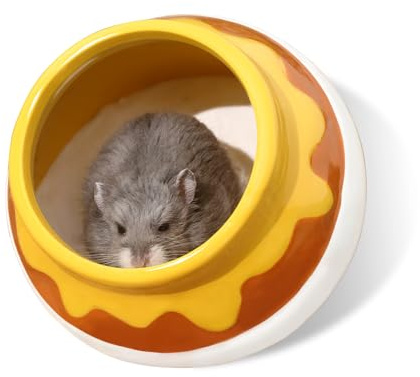 tafit Hamster Sand Bath Container Small Animals Shower and Digging Bathroom Toilet, Ceramics Honey Pot Bathtub for Dwarf Hamster, Syrian Hamster, Gerbils, Hedgehogs, Mice, Rats, Lemming