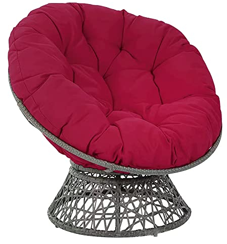 Morbuy Papasansessel Kissen Sitzauflage, Spritzwassergeschützt Rundes Dicke Stuhlkissen Bequem & Weich Sitzkissen Hängesessel für Indoor Outdoor Garten Stuhlauflage (110x110CM,Burgunderrot)