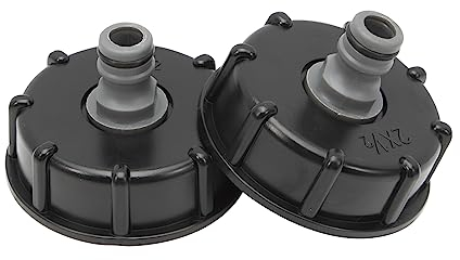 Konuooer 2 Pièces S60x6 IBC Bouchon cuve 1000l de Réservoir Raccord, 1/2 Diamètre de Sorti Raccord Mamelon 60 mm pour Vanne de Tonne, Tuyau D'arrosage 1/2 Raccord