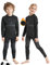 NOOYME Funktionsunterwäsche Kinder Ski- & Thermounterwäsche Atmungsaktiv & Hautfreundlich Sportunterwäsche Fussball, Schwarz-grau (158/164) 155-160cm